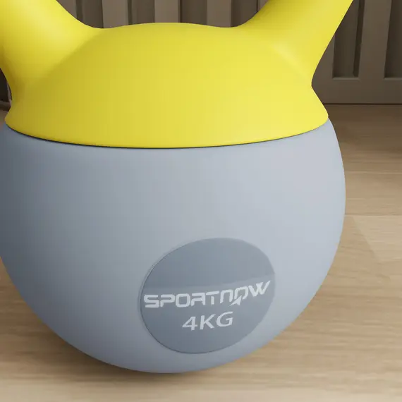 Buy 4KG Soft Kettlebell, Kettle Bell with Non-Slip Handle for Home Gym, Weight Lifting, Strength Training, Yellow/Grey, 9 image