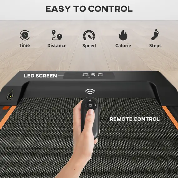 Buy 2.5HP Walking Pad, 1-6km/h Folding Treadmill with Remote Control and LED Display for Home Gym Office, Orange, 6 image