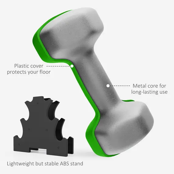 Buy 2 x 1kg, 2 x 2kg, 2 x 3kg Dumbbells Set with Dumbbell Rack, Hand Weights for Home Gym Training, 6 image