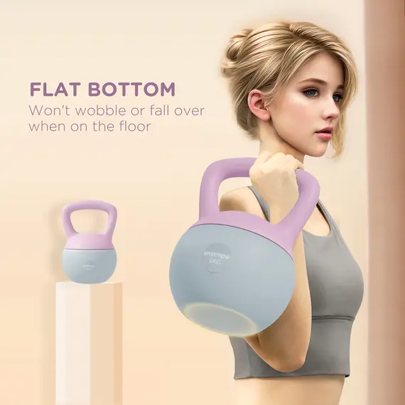 Buy  8KG Soft Kettlebell, Kettlebell with Non-Slip Handle for Home Gym, Weight Lifting, Strength Training, Purple/Grey, 6 image