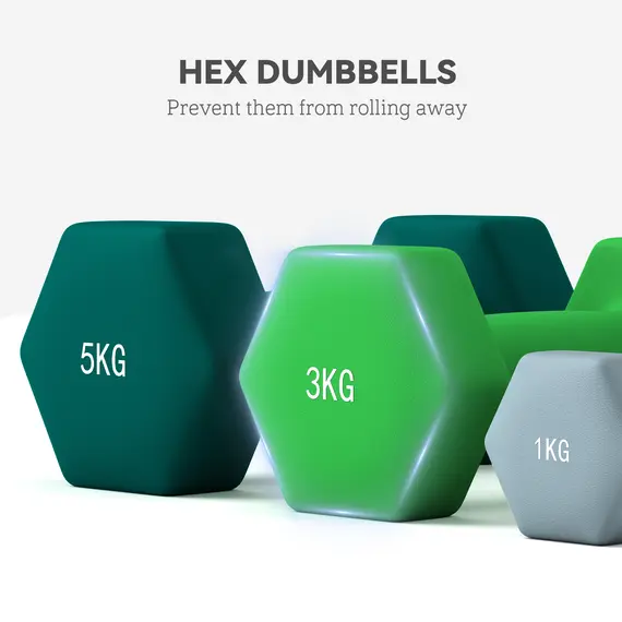Buy  Dumbbells Set with Carry Storage Rack, Set of 6 Weights for Home Gym Kettlebell Training Weight Lifting Exercise, 2 x 1kg, 2 x 3kg, 2 x 5kg, 7 image