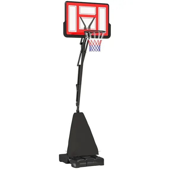 Buy Basketball Hoop Outdoor, Height Adjustable Basketball Hoop and Stand with Rebound System, Weighted Base, Portable on Wheels, 2.45-3.05m, for Teens, Juniors, Adults, Red