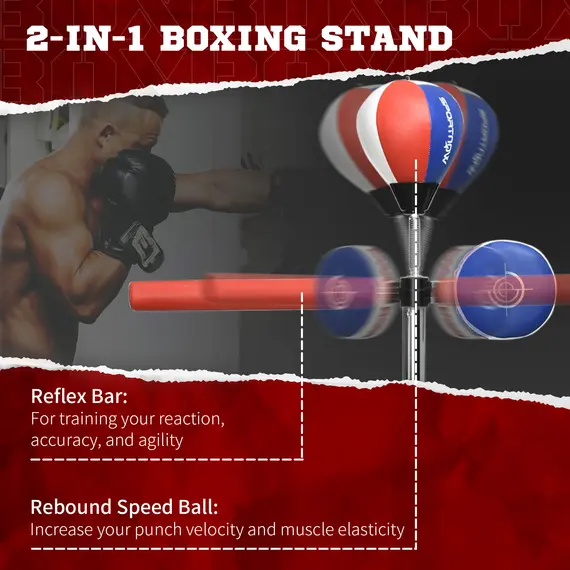 Buy Adjustable Speed Bag, Boxing Bag, with Sand, Reflex Bar, Punching Pad, Multicoloured, 4 image