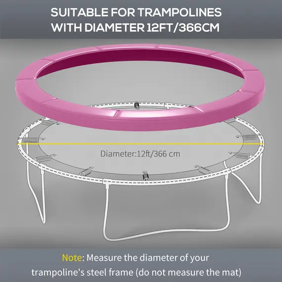 Buy 12FT Trampoline Spring Cover, Plastic Trampoline Pad Replacement with Elastic Cord, Waterproof, UV Resistant and Tear-Resistant, Pink, 4 image