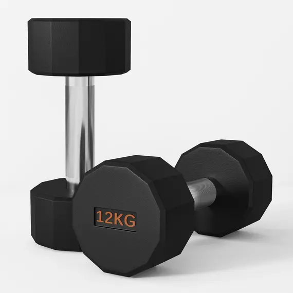 Buy 2 x 12kg Dumbbells Weights Set with 12-Sided Shape and Non-Slip Grip for Men Women Home Gym Workout, 8 image