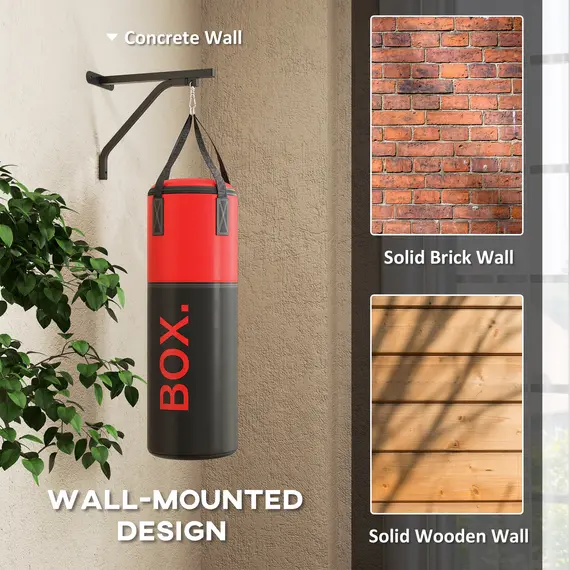 Buy Unfilled Punching Bag Set with Boxing Bag Bracket, Boxing Gloves, Hand Wraps and 360° Swivel Hook, 6 image