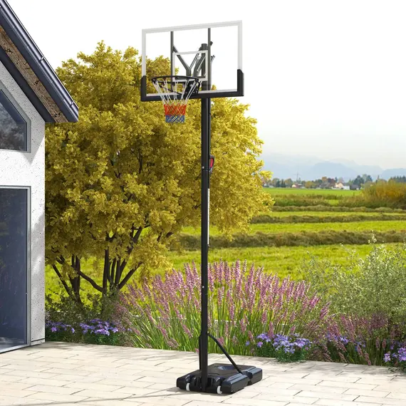 Buy Six-Level Height Adjustable Freestanding Basketball Hoop and Stand with Wheels, 2.35-3.05m, 2 image