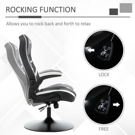 Buy Gaming Chair Ergonomic Computer Chair with Adjustable Height Pedestal Base, Home Office Desk Chair PVC Leather Exclusive Swivel Chair Black, 5 image