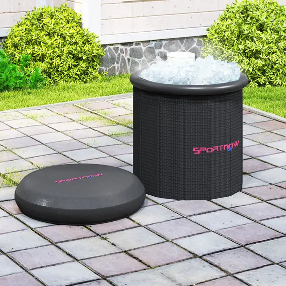 Buy Ice Bath Tub Outdoor, 300L Portable Cold Water Therapy Tub, Recovery Cold Plunge Pool with Lid, Cover and Carry Bag for Athletes, Black, 9 image