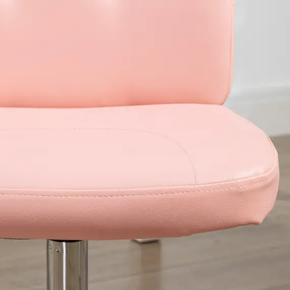 Buy Armless Faux Leather Office Chair - Pink, 8 image