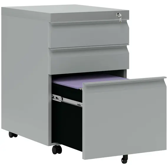 Buy 3 Drawer Filling Cabinet, Mobile Metal File Cabinet with Anti-tilt Design for Letter, A4, Legal Size, Grey