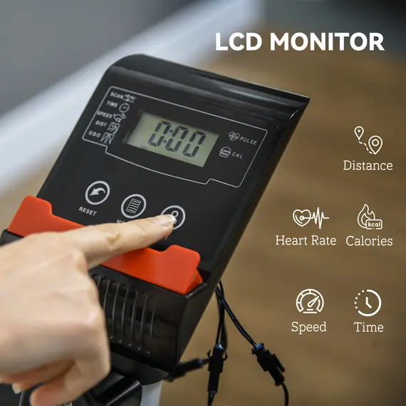 Buy Quiet Exercise Bike with 8-Level Magnetic Resistance and Heart Rate Sensor, for Home Gym, Grey and black, 4 image