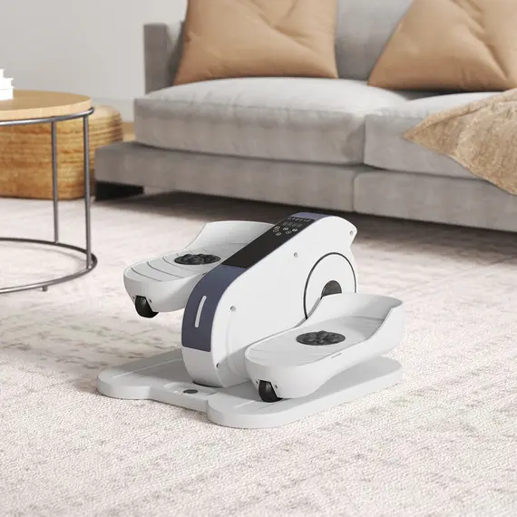 Buy Under Desk Elliptical Machine, Seated Pedal Exerciser, Mini Elliptical Trainer with LCD Monitor, Remote Control and 10 Adjustable Speed, Quiet & Portable for Seniors, White, 2 image