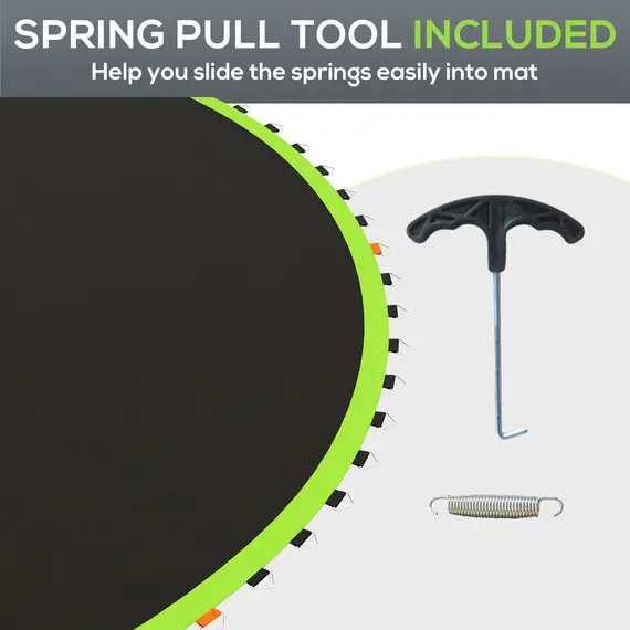 Buy Replacement Trampoline Mat with Spring Pull Tool, 72 V-Hooks, for 12ft Trampoline using 14cm Springs, Green, 6 image