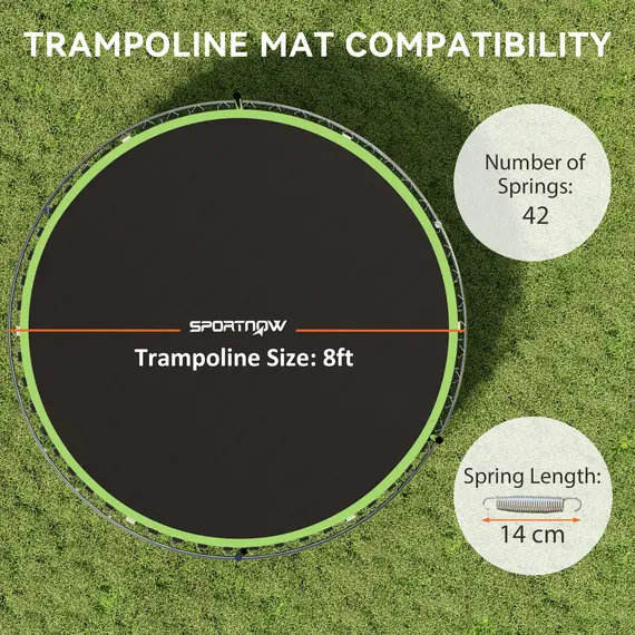 Buy Trampoline Replacement Mat with Spring Pull Tool, 42 V-Hooks, for 8ft Trampoline using 14cm Springs, Green, 4 image