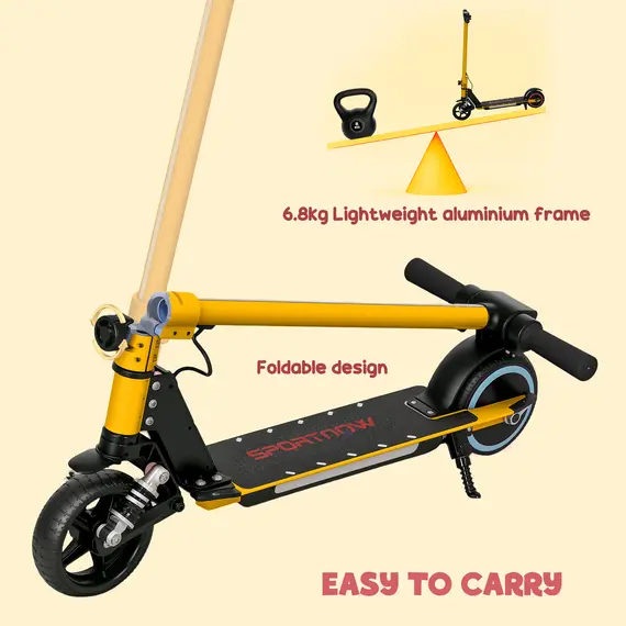 Buy Folding Electric Scooter for Kids Age 6-14 with Dual Brakes, Front Suspension, LED Colourful Lights and Display, 6.8kg Lightweight Aluminium E Scooter, Up to 14 KM/H & 6 KM, Gold Tone, 8 image