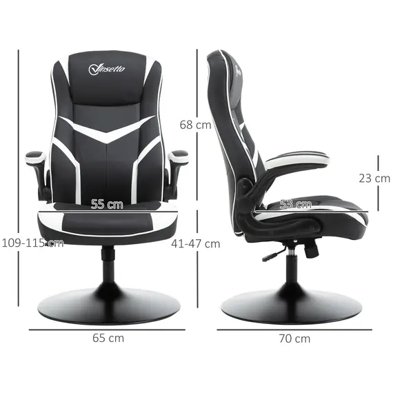 Buy Gaming Chair Ergonomic Computer Chair with Adjustable Height Pedestal Base, Home Office Desk Chair PVC Leather Exclusive Swivel Chair Black, 3 image
