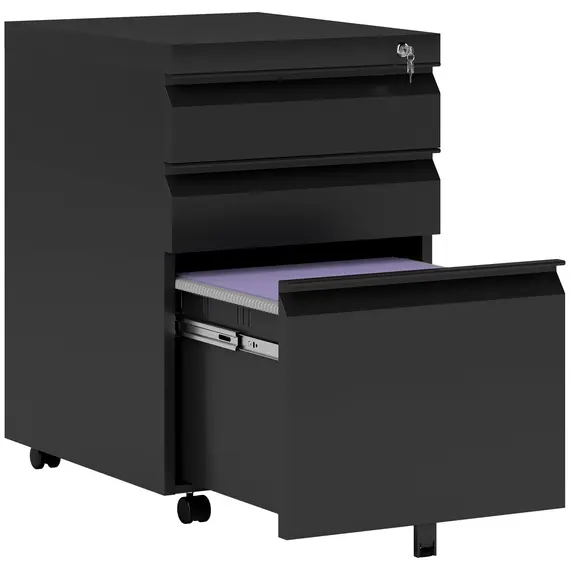 Buy 3 Drawer Filling Cabinet, Mobile Metal File Cabinet with Anti-tilt Design for Letter, A4, Legal Size, Black