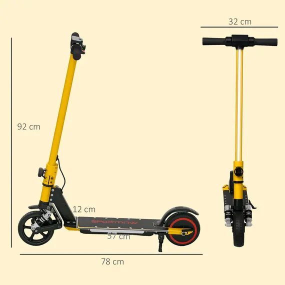 Buy Folding Electric Scooter for Kids Age 6-14 with Dual Brakes, Front Suspension, LED Colourful Lights and Display, 6.8kg Lightweight Aluminium E Scooter, Up to 14 KM/H & 6 KM, Gold Tone, 3 image
