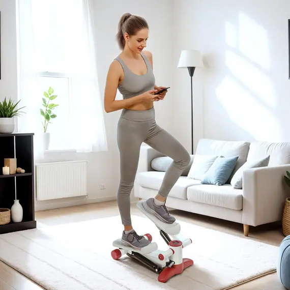 Buy Mini Stepper, Compact Step Machine Exerciser for Home Workout with LCD Monitor and Non-Slip Pedals, Grey, 2 image