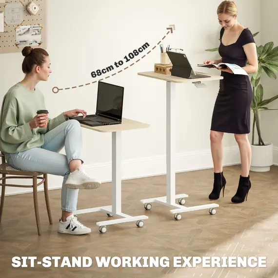 Buy 68-108cm Height Adjustable Work Desk - Wood-Effect/White, 4 image