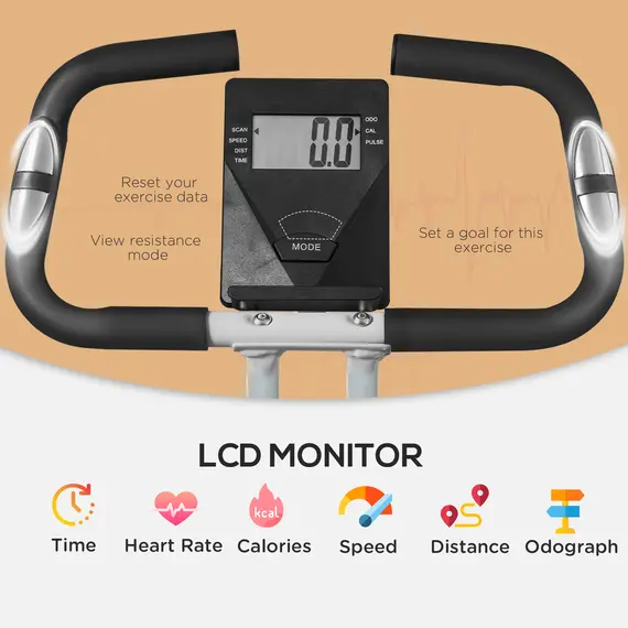 Buy Folding and Quiet Exercise Bike with 8-Level Magnetic Resistance and Heart Rate Sensor, for Home Gym, Black and White, 4 image