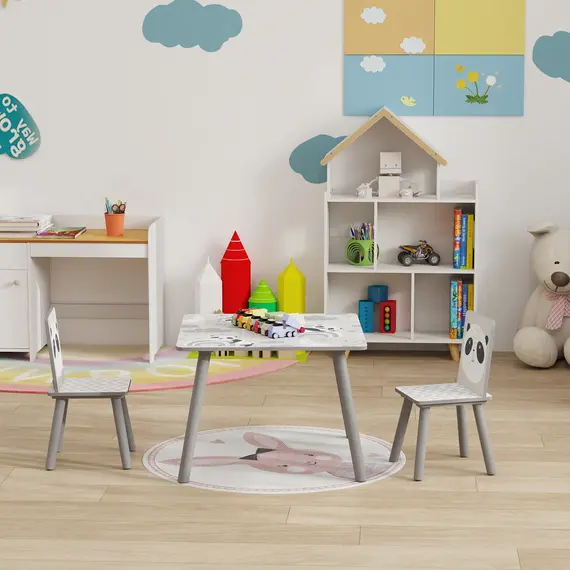 Buy Kids Table and Chair Set, Toddler Table with 2 Chairs, Toddler Furniture Set, for Ages 3-8 Years - Grey, 8 image