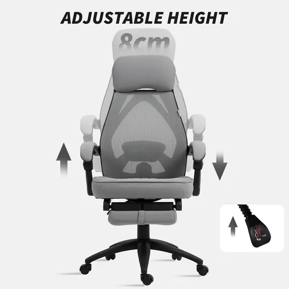 Buy Office Chair with Footrest, High Back Swivel Desk Chair with Adjustable Height and Headrest for Home Office, Dark Grey, 4 image
