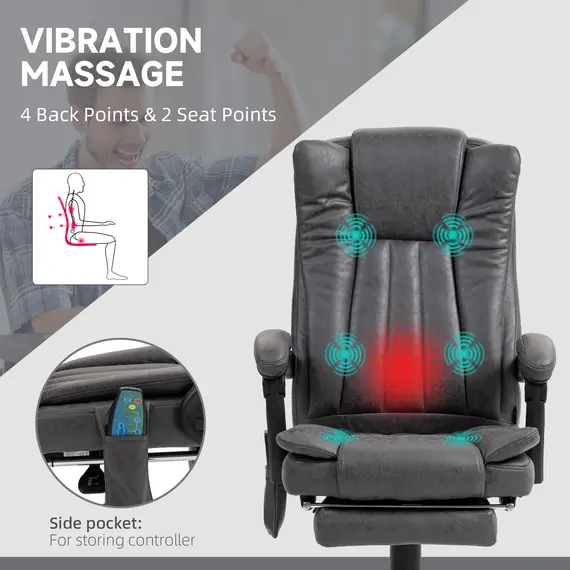 Buy Six-Point Massage Chair, with Heat and Footrest - Dark Grey, 4 image