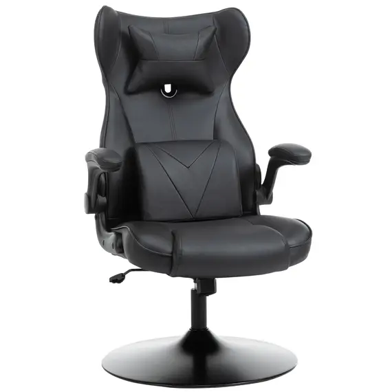 Buy Video Game Chair with Lumbar Support, Racing Style Home Office Chair, Computer Chair with Swivel Base, Flip-up Armrest and Headrest, Black