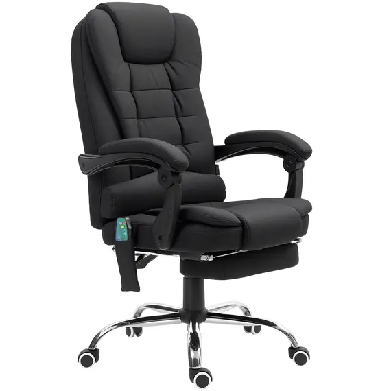 Buy Heated 6 Points Vibration Massage Executive Office Chair Adjustable Swivel Ergonomic High Back Desk Chair Recliner with Footrest Full Black