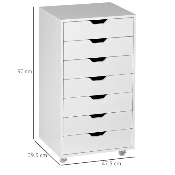 Buy Seven-Drawer Filing Cabinet, with Wheels - White, 3 image