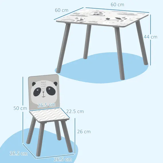 Buy Kids Table and Chair Set, Toddler Table with 2 Chairs, Toddler Furniture Set, for Ages 3-8 Years - Grey, 3 image