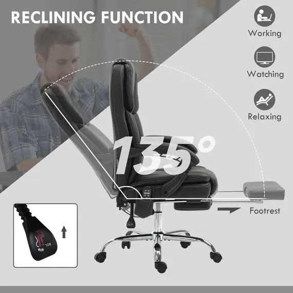 Buy Six Point Vibrating Massage Office Chair - Black, 6 image