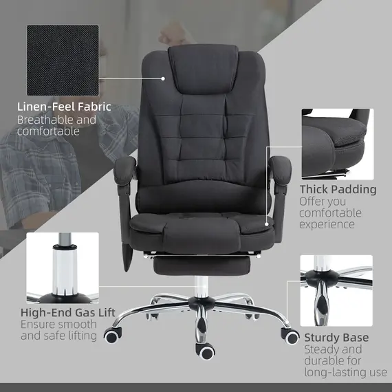 Buy Six-Point Massage and Heated Office Chair - Black, 8 image