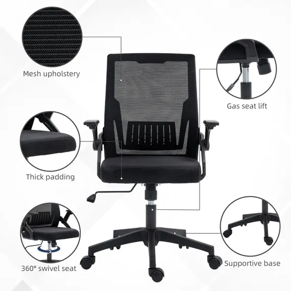 Buy Office Chair, with Lumbar Support - Black, 8 image