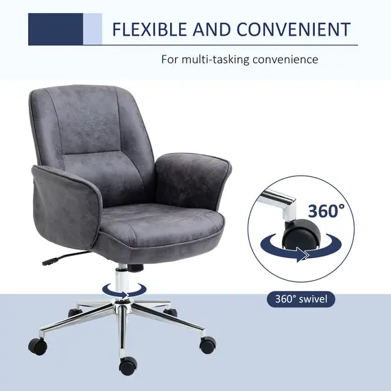 Buy Swivel Computer Office Chair Mid Back Desk Chair for Home Study Bedroom,  Charcoal Grey, 6 image
