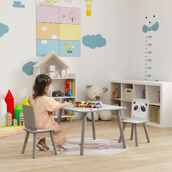 Buy Kids Table and Chair Set, Toddler Table with 2 Chairs, Toddler Furniture Set, for Ages 3-8 Years - Grey, 2 image