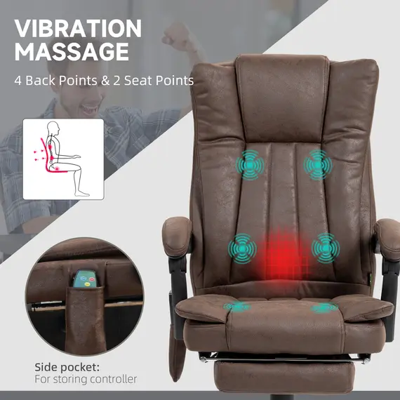 Buy Vibrating Massage Office Chair with Heat, Desk Chair with Height Adjustable and Footrest, Dark Brown, 4 image