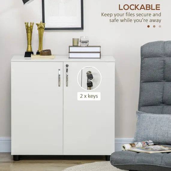 Buy Two-Tier Locking Office Storage Cabinet - White, 6 image