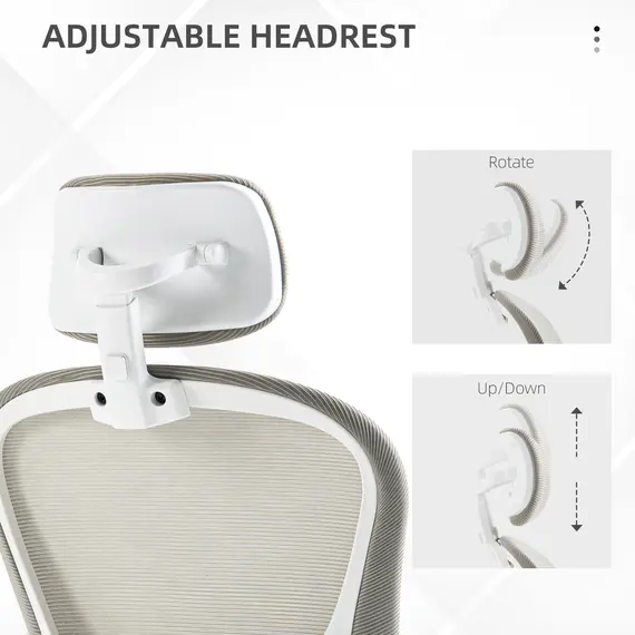 Buy Multi-Adjustable Office Chair, with Lumbar Support, Headrest and Mesh Back - Grey, 6 image