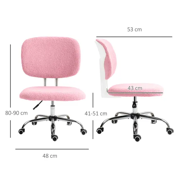 Buy Teddy Fleece Armless Office Chair - Pink, 3 image