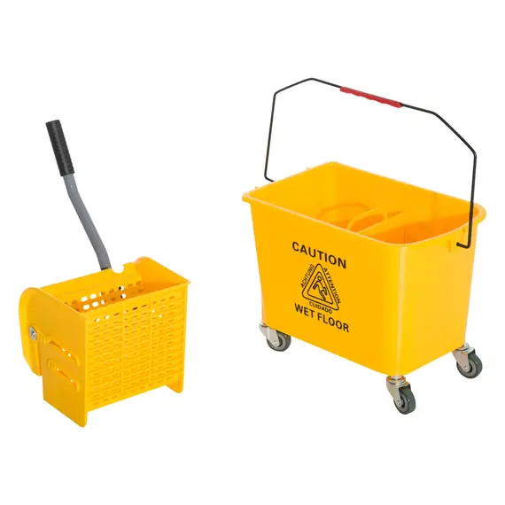 Buy 20L Mop Bucket on Wheels, with Water Separation Panel - Yellow, 8 image