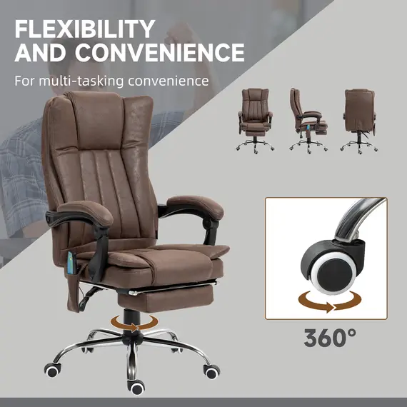 Buy Vibrating Massage Office Chair with Heat, Desk Chair with Height Adjustable and Footrest, Dark Brown, 6 image