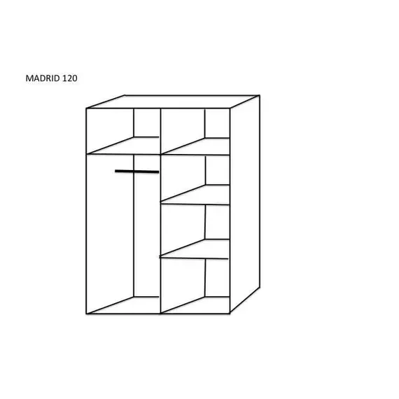 Buy Madrid Wardrobe 120cm Gloss White, 6 image