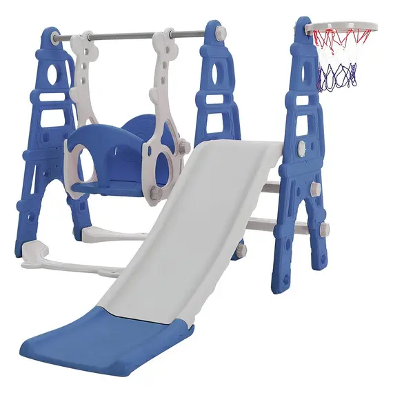 Buy Kid's 4-in-1 Slide and Swing Playset, Blue, 4 image