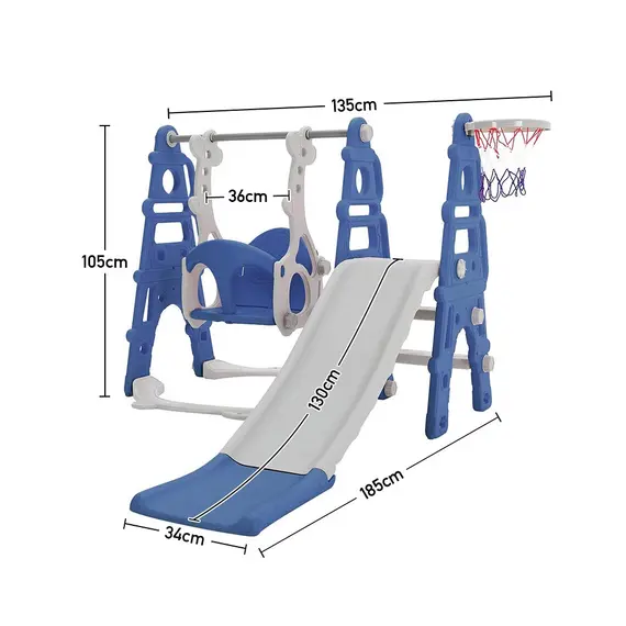 Buy Kid's 4-in-1 Slide and Swing Playset, Blue, 3 image