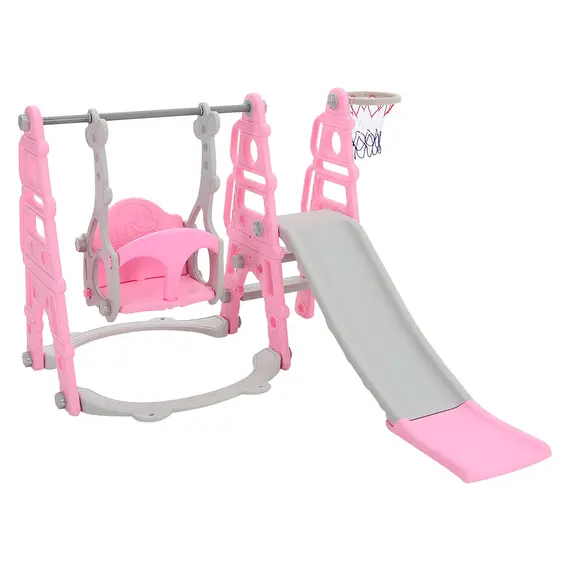 Buy Kid's 4-in-1 Slide and Swing Playset, Pink, 7 image