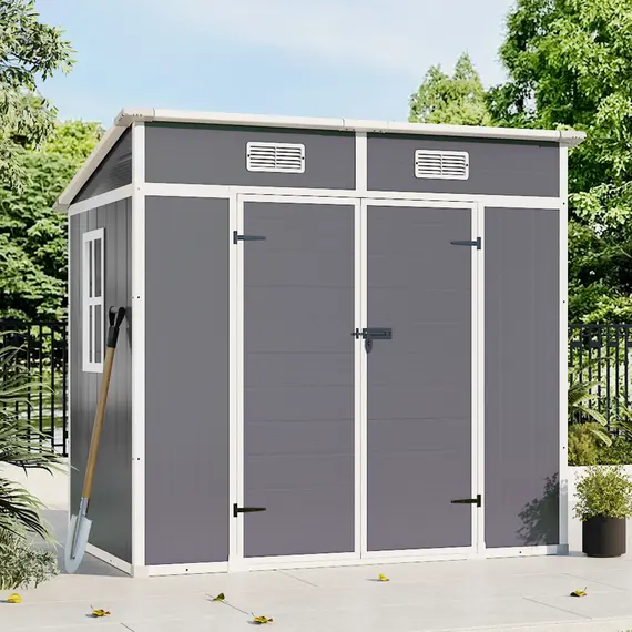 Buy Durable Plastic & Aluminium Garden Shed with Lockable Doors