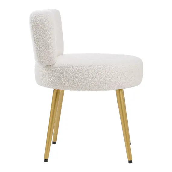 Buy Cream Upholstered Vanity Stool with Metal Legs, 5 image